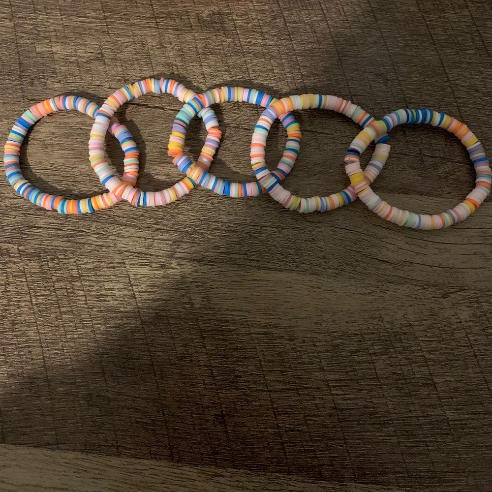 Handmade colorful clay bead bracelet